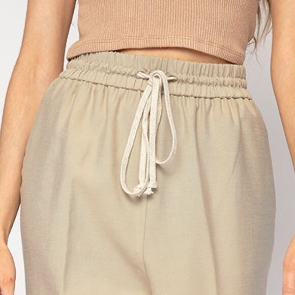 FORTE FORTE Sand-Washed Drawstring Pant in Khaki - Picture 3 of 4